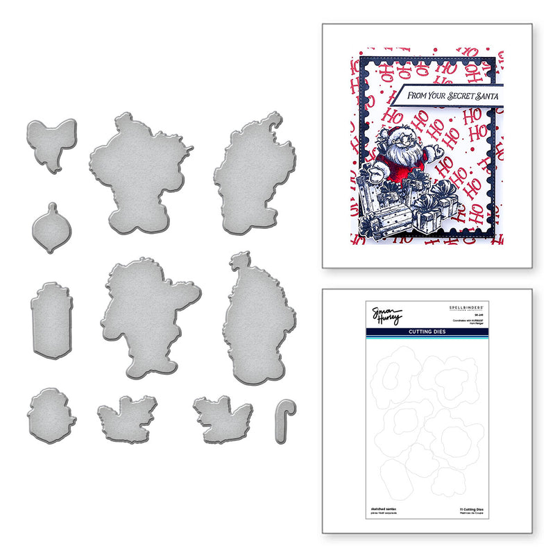 Spellbinders Stamp & Die Bundle - Sketched Santas, BD-0887 by Simon Hurley