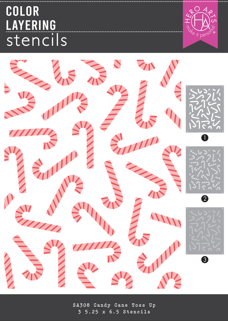 Hero Arts Layering Stencils - Candy Cane Toss Up, SA308