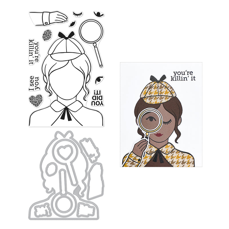 Hero Arts Case Closed Stamp & Cut Set - Miss Detective, SB507