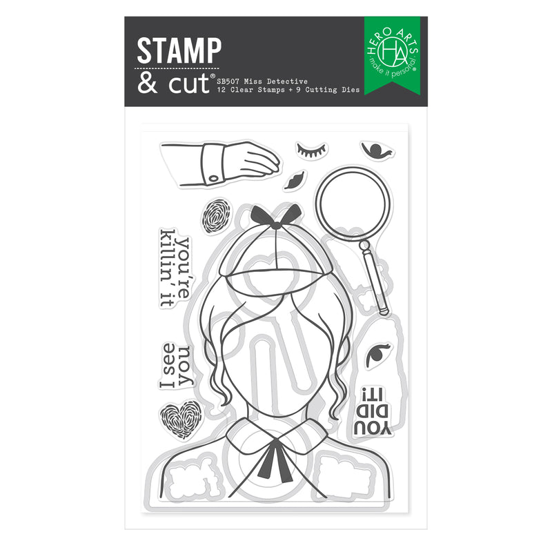 Hero Arts Case Closed Stamp & Cut Set - Miss Detective, SB507