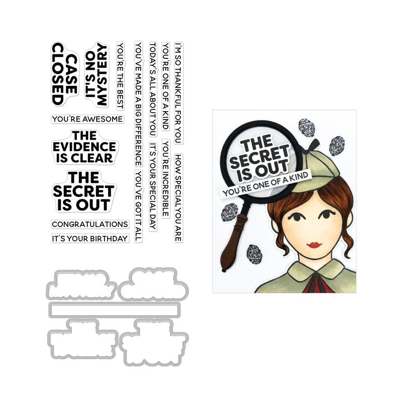 Hero Arts Case Closed Stamp & Cut Set - It's No Mystery, SB508
