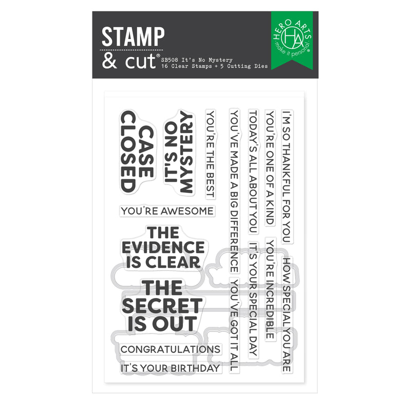 Hero Arts Case Closed Stamp & Cut Set - It's No Mystery, SB508