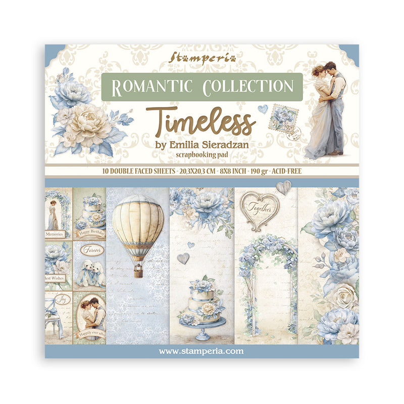 Stamperia Double-Sided 8x8 Paper Pad 10Pc - Timeless, SBBS127