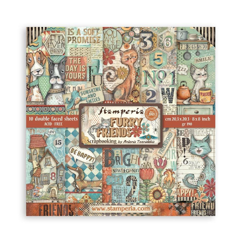 Stamperia Furry Friends 8x8 Double-sided Paper Pad, SBBS132
