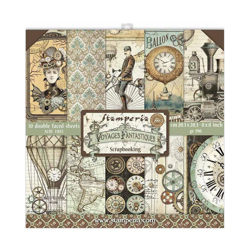 Stamperia Double-Sided 8x8 Paper Pad 10Pc - Voyages Fantastiques, SBBS30