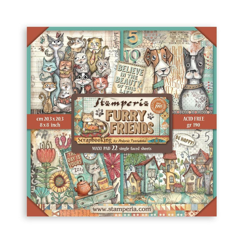 Stamperia Furry Friends - 8x8 Single-sided Maxi Pad, SBBSXB18