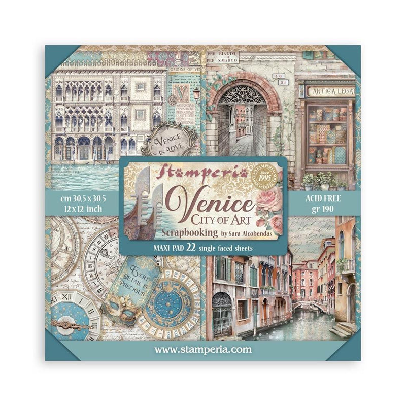 Stamperia Single-Sided 12x12 Maxi Paper Pad 22pc - Venice City of Art, SBBXLB26