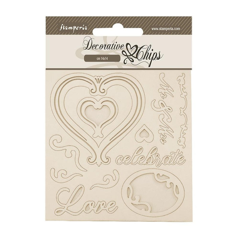 Stamperia  Decorative Chips - Timeless Hearts, SCB264