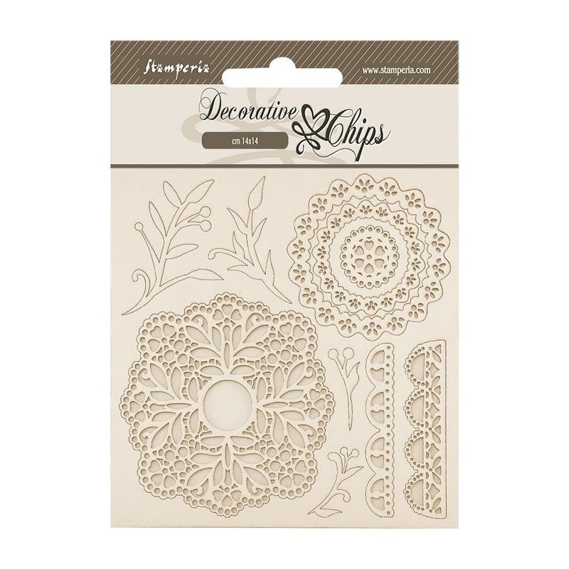 Stamperia Decorative Chips - Timeless Lace, SCB265