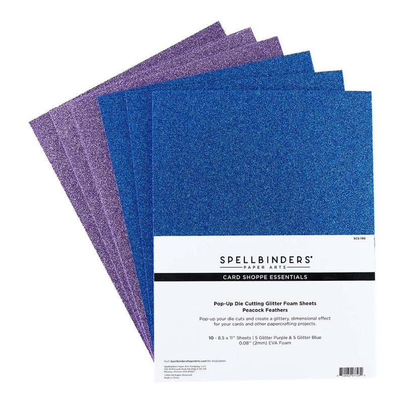 Spellbinders Pop-Up Die Cutting Glitter Foam Sheets - Peacock Feathers, SCS-190