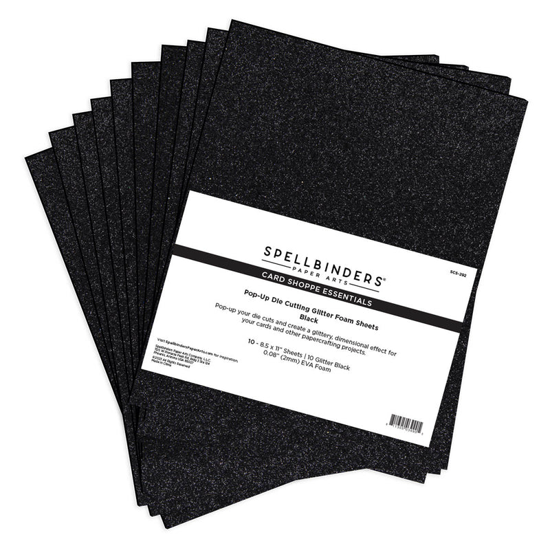 Spellbinders Pop-Up Die Cutting Glitter Foam Sheets - Black, SCS-292