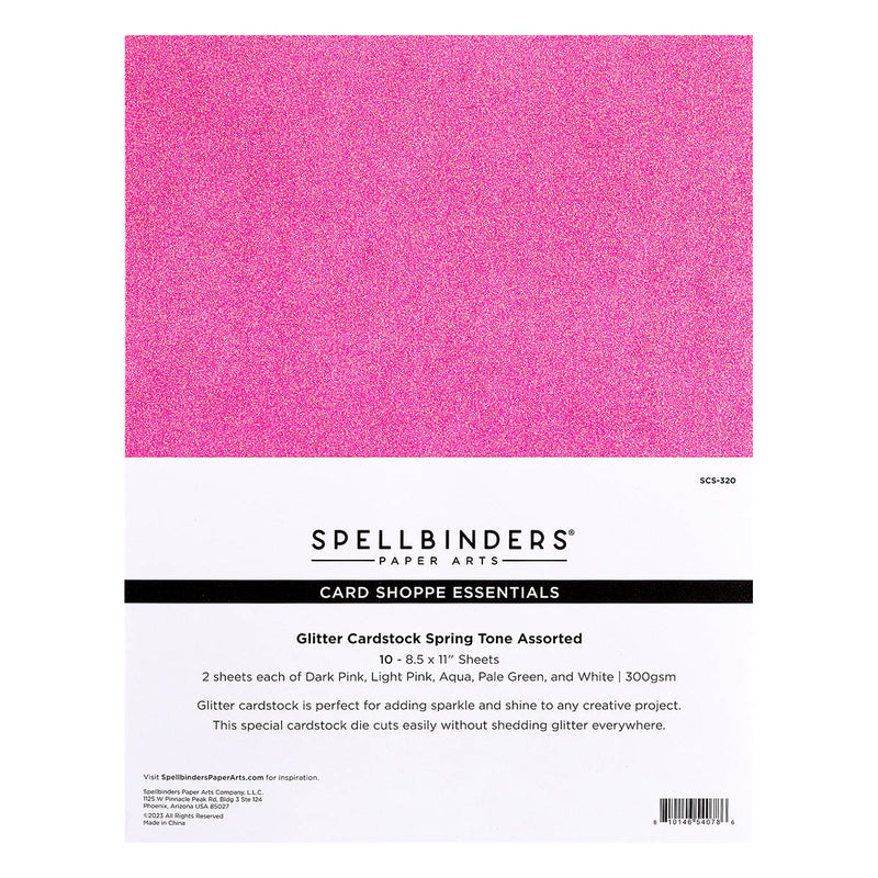 Spellbinders - 8.5X11 Glitter Cardstock 10Pk - Spring Tones, SCS-320
