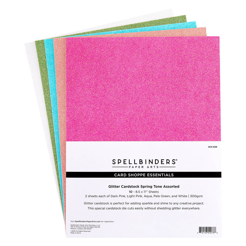 Spellbinders - 8.5X11 Glitter Cardstock 10Pk - Spring Tones, SCS-320