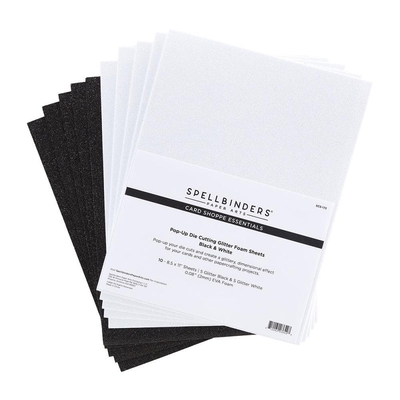Spellbinders Pop-Up Die Cutting Glitter Foam Sheets - Black & White, SCS-172