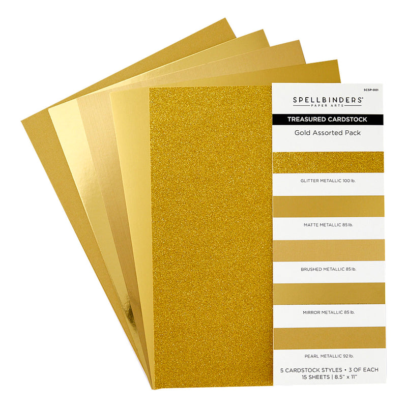 Spellbinders Treasured Cardstock Assortment 8.5x11-15pc - Gold, SCSP-001