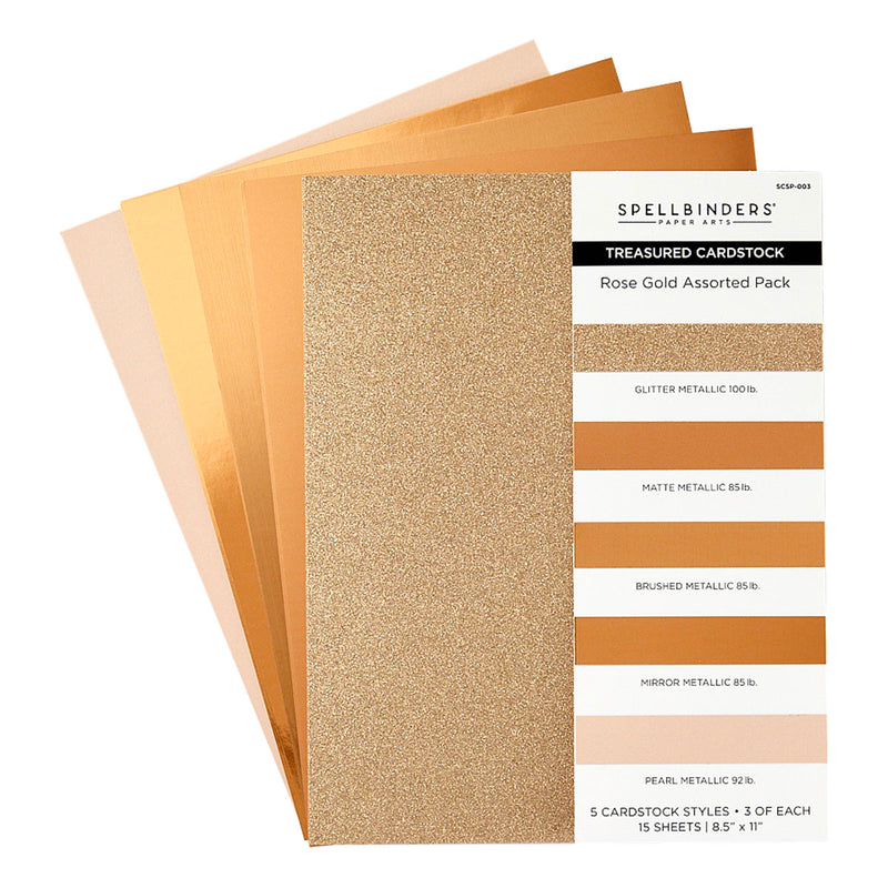 Spellbinders Treasured Cardstock Assortment 8.5x11-15pc - Rose Gold, SCSP-003