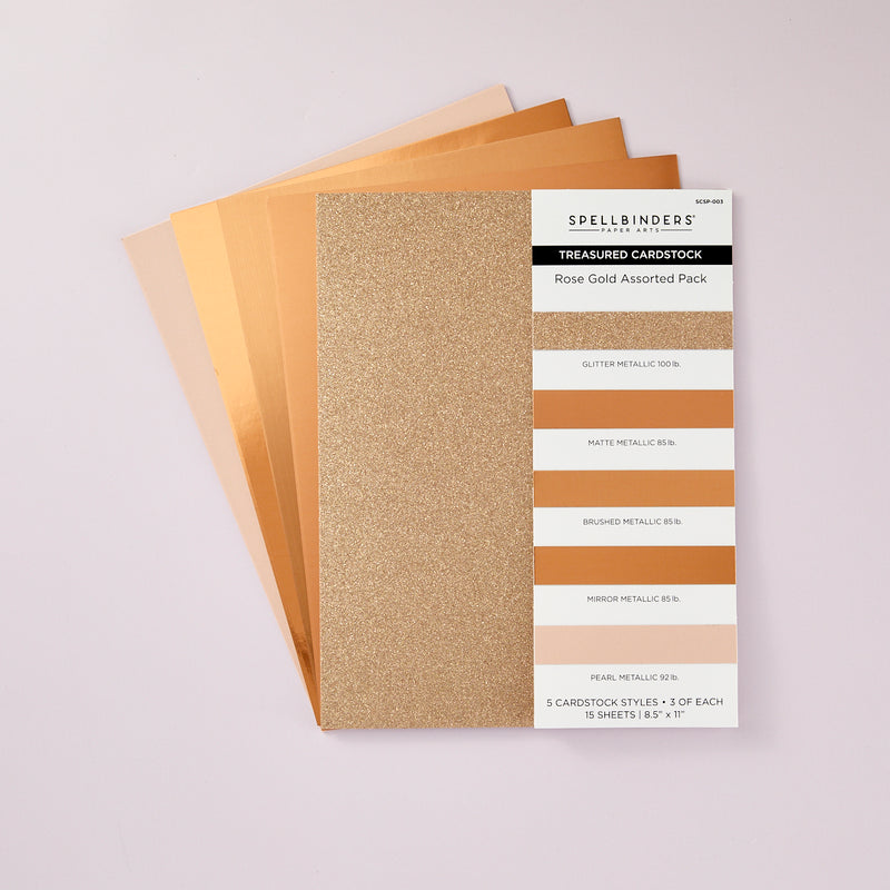 Spellbinders Treasured Cardstock Assortment 8.5x11-15pc - Rose Gold, SCSP-003