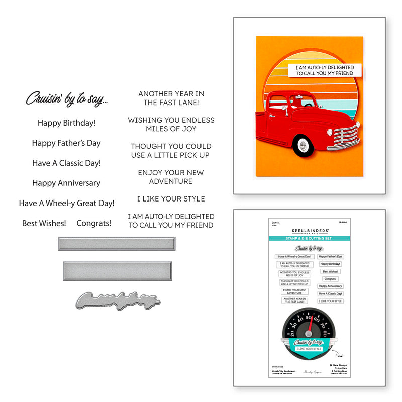 Spellbinders Stamp & Die Set - Crusin' by Sentiments, SDS-204 by Mindy Eggen