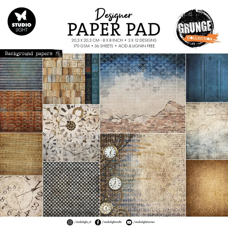 Studio Light Grunge 8x8 Paper Pad - Backgrounds, SL-GR-DPP313