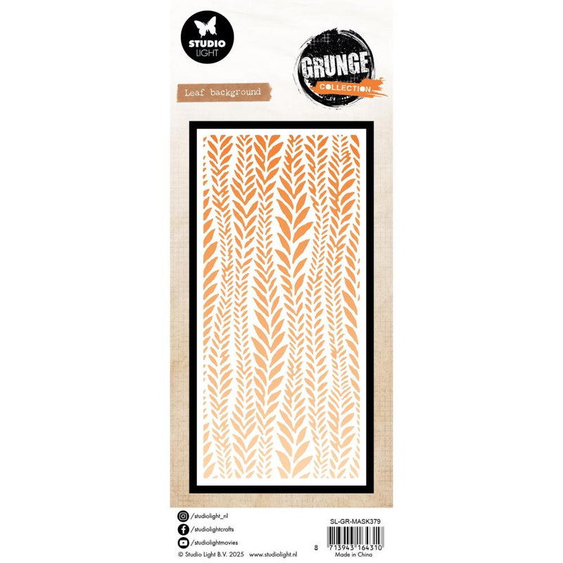 Studio Light Grunge 4x8 Mask/Stencil - Leaf Background, SL-GR-MASK379