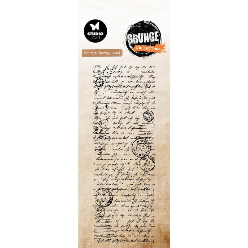 Studio Light Grunge 2.5x6 Clear Stamp - Script Background, SL-GR-STAMP891