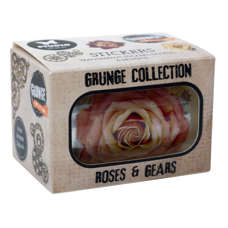 Studio Light Grunge Sticker Roll - Roses & Gears - Sentiments, SL-GR-STIC55