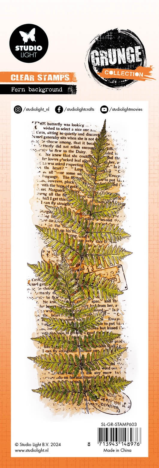 Studio Light Grunge Clear Stamps - Fern Background, STAMP603