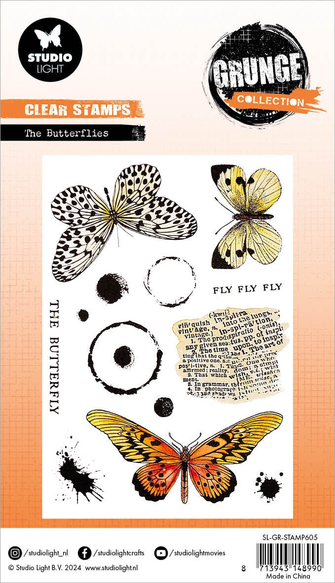 Studio Light Grunge Clear Stamps - The Butterflies, STAMP605