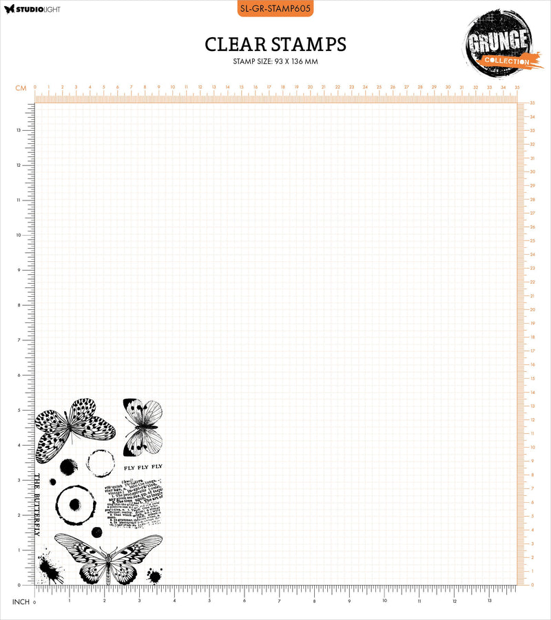 Studio Light Grunge Clear Stamps - The Butterflies, STAMP605