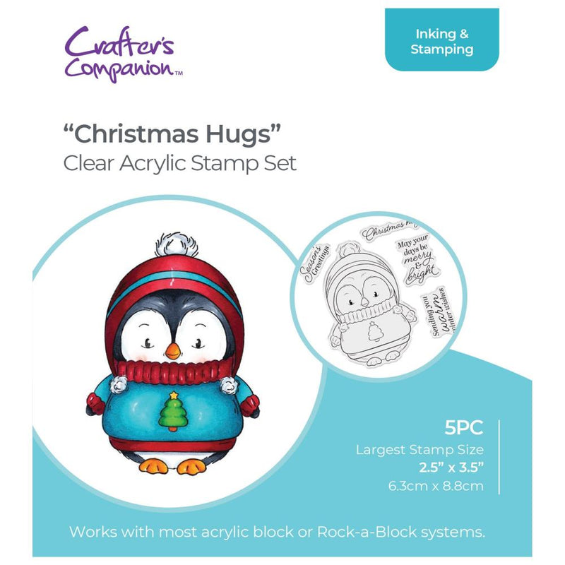 Crafter's Companion 4x4 Clear Stamp Set - Christmas Hugs, STCACHUG