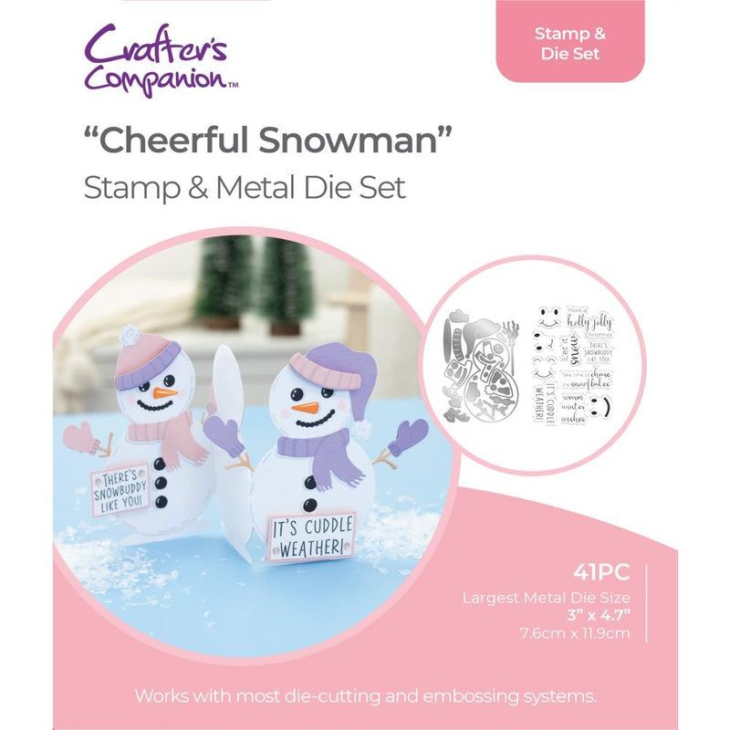 Crafter's Companion Clear Stamp & Die Sets - Cheerful Snowman, STDCHESN