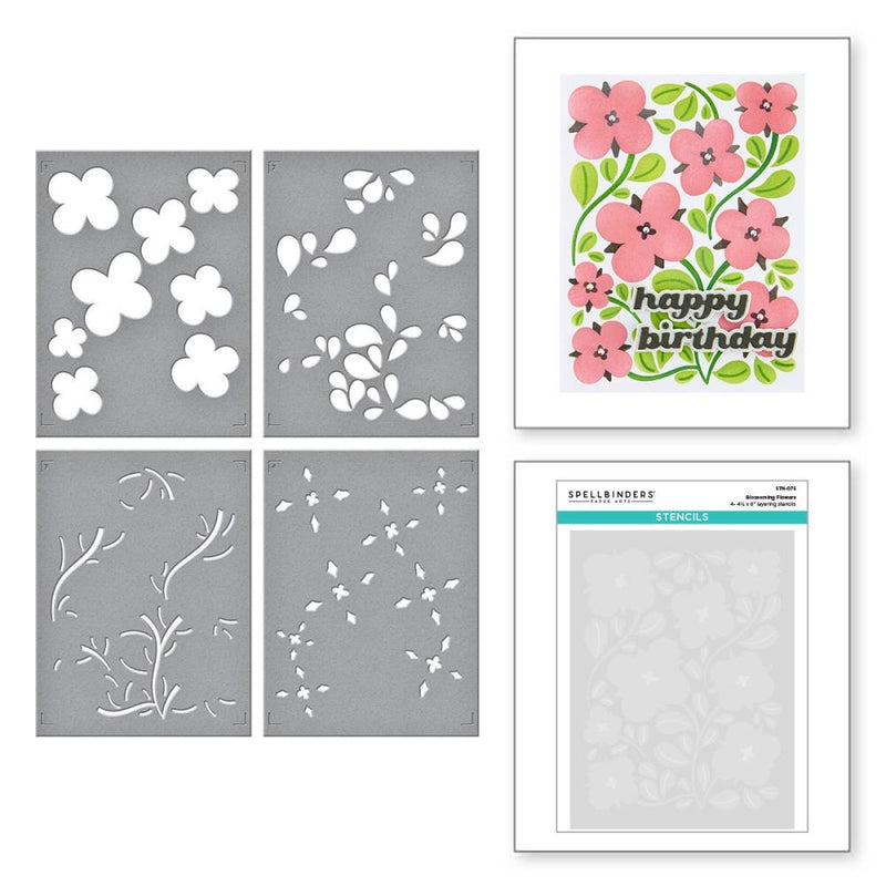 Spellbinders Layering Stencil Set - Blossoming Flowers Layered, STN-075