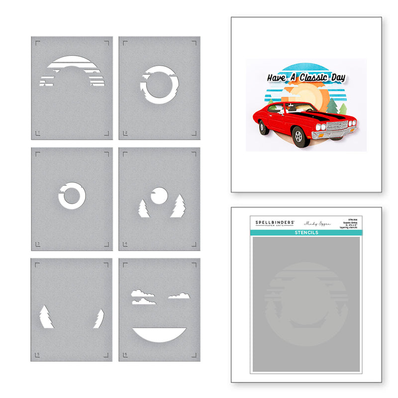 Spellbinders Stencil Set - Senic Drive, STN-104 by Mindy Eggen