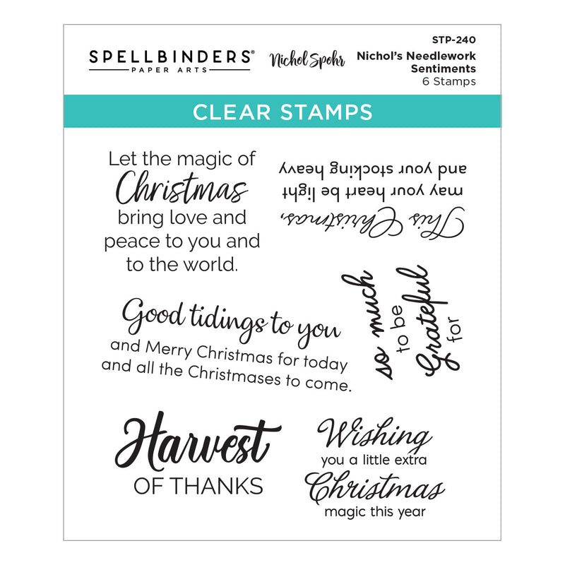 Spellbinders Clear Stamp Set - Nichol's Needlework Sentiments, STP-240