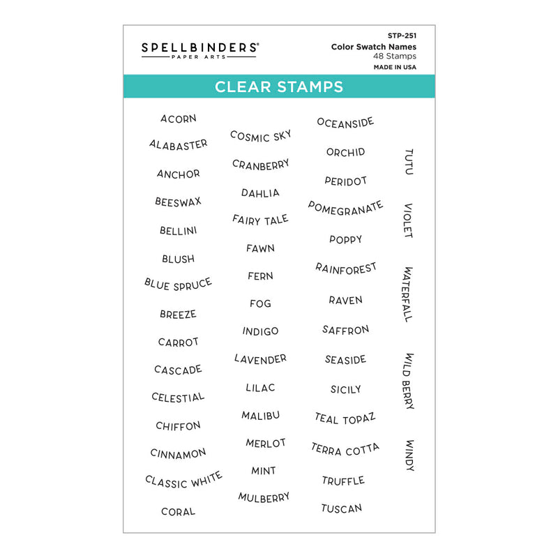 Spellbinders Clear Stamp Set - Color Swatch Names, STP-251