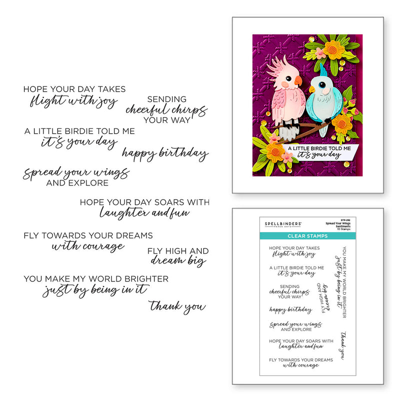 Spellbinders Clear Stamp Set - Spread Your Wings Sentiments, STP-252