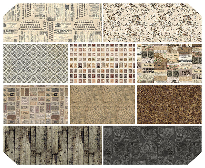 Free Spirit - Eclectic Elements Palette Neutral FQ Bundle/10, by Tim Holtz