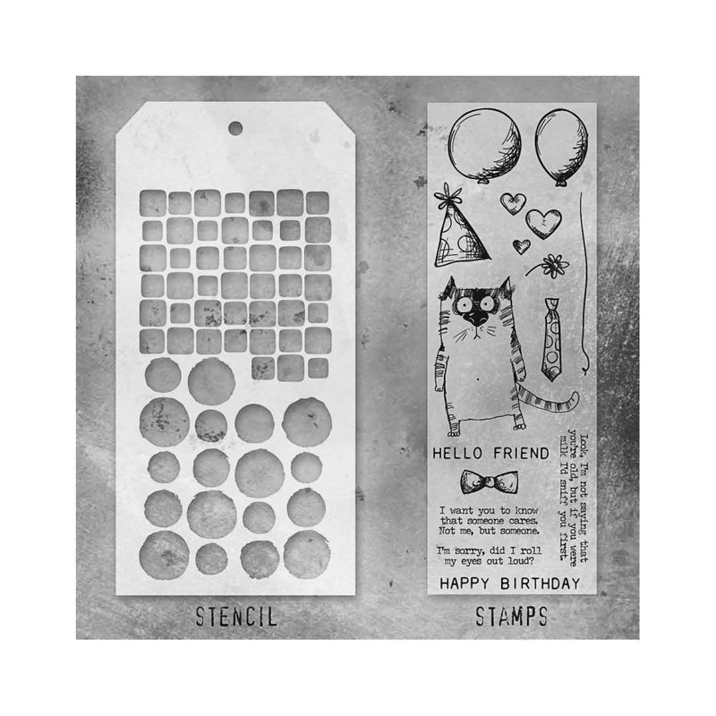 Stampers Anonymous Mixed Media Stamps & Stencil - Set