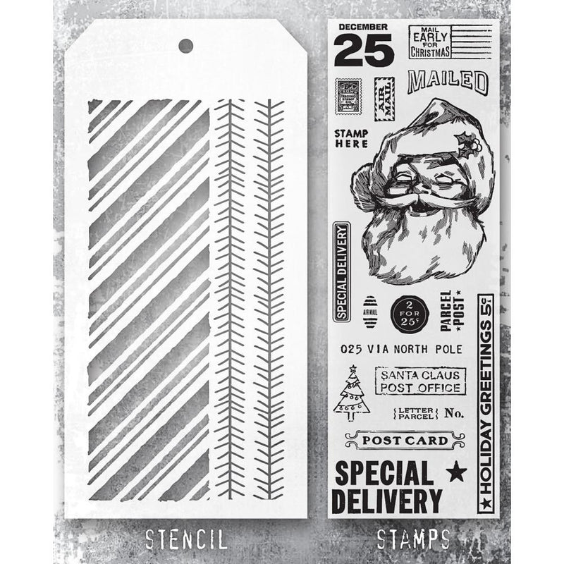 Stampers Anonymous Mixed Media Stamps & Stencil - Set