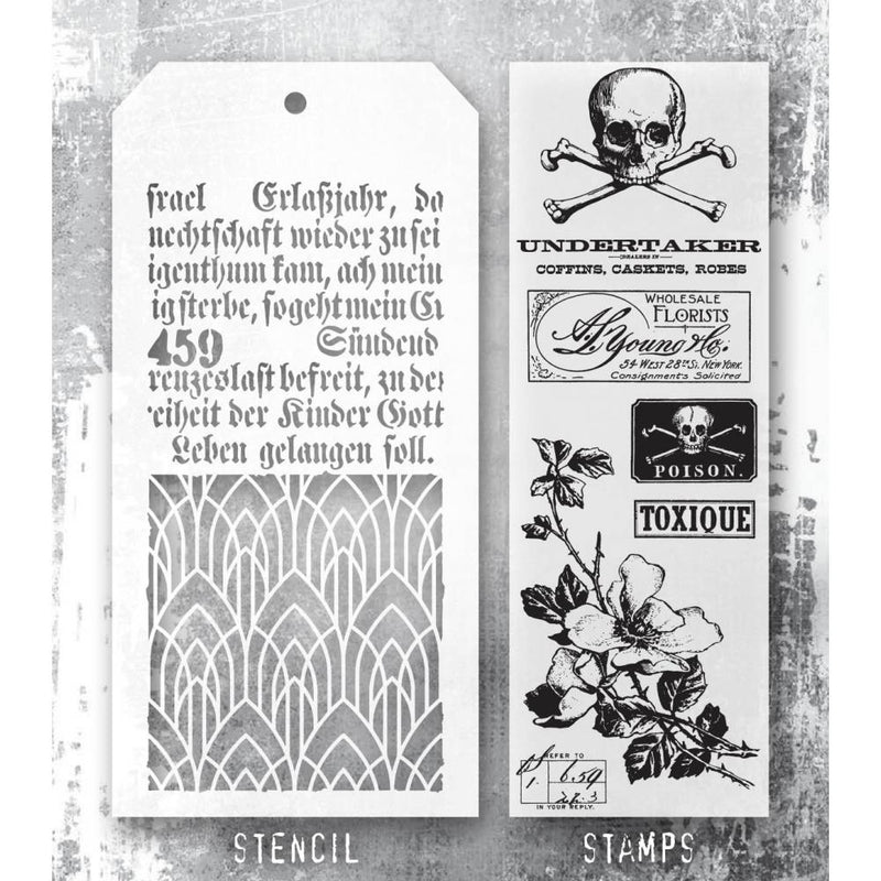 Stampers Anonymous Mixed Media Stamps & Stencil - Rest in Peace, THMM172