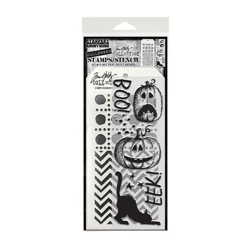 Coming Soon - Stampers Anonymous Mixed Media Stamps & Stencil - EEK A BOO, THMM195