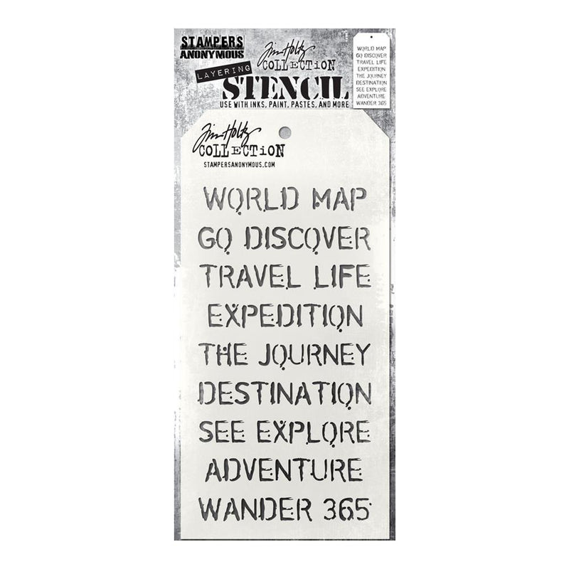 Stampers Anonymous Layering Stencil - Travelers, THS043 by: Tim Holtz
