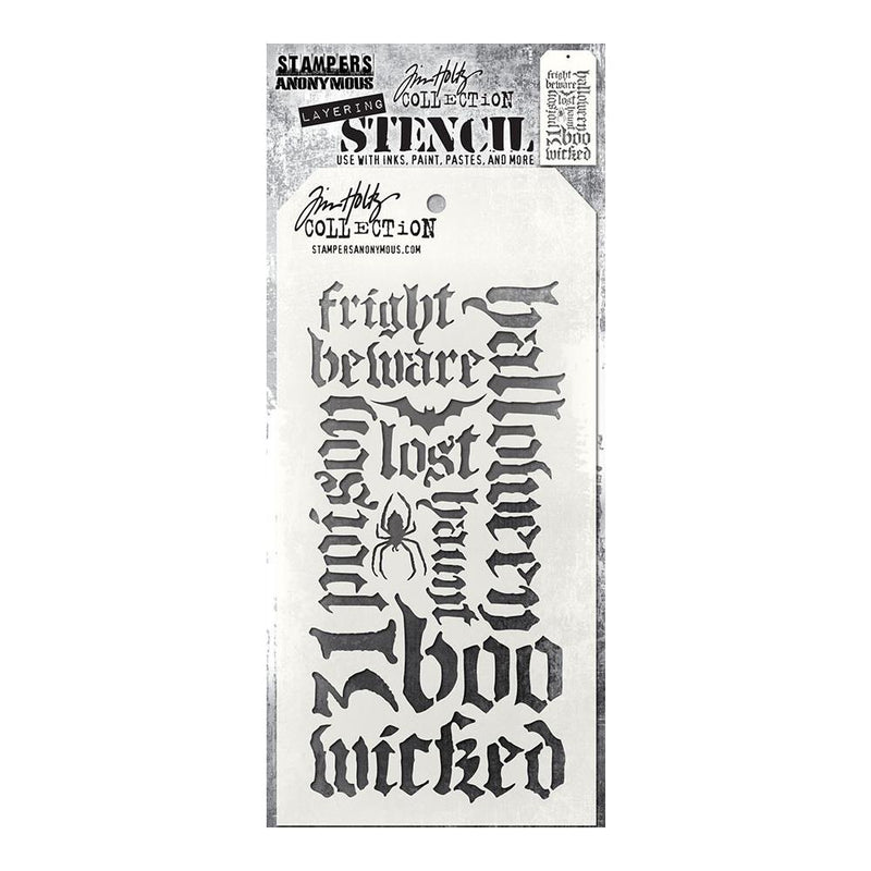 Coming Soon - Stampers Anonymous Layering Stencil - Halloween Script, THS063 by: Tim Holtz