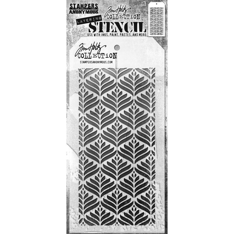 Stampers Anonymous Layering Stencil - Deco Leaf, THS181 by: Tim Holtz