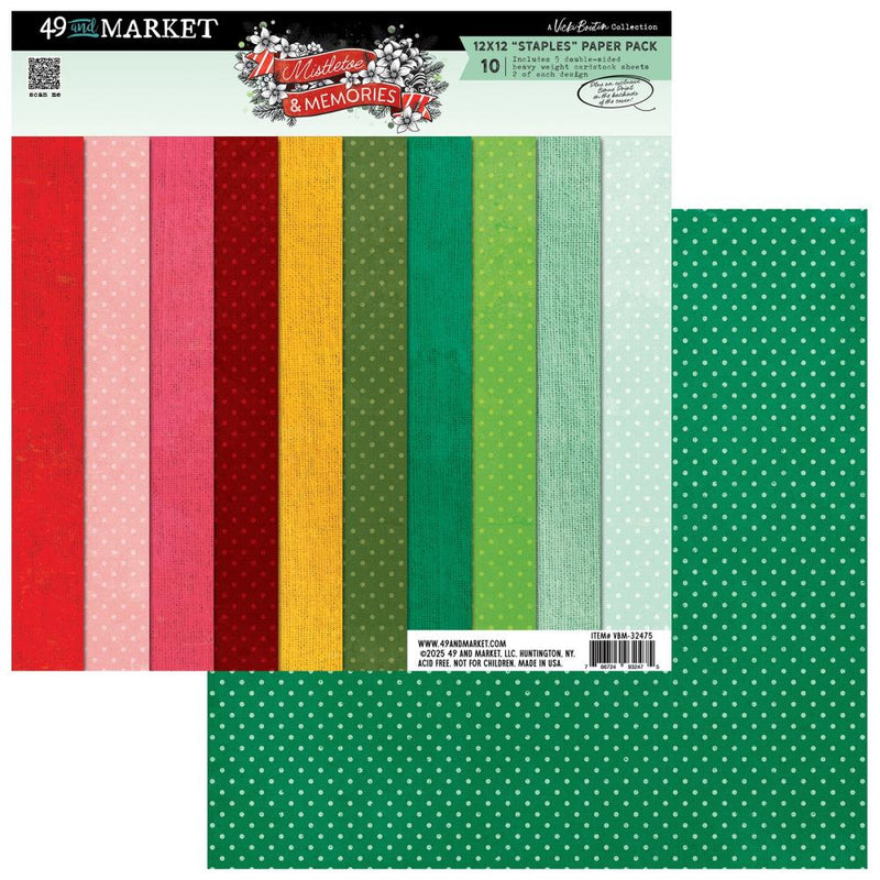 49 & Market Mistletoe & Memories - 12x12 Staples Paper Pack, VBM-32475 by Vicki Bouton