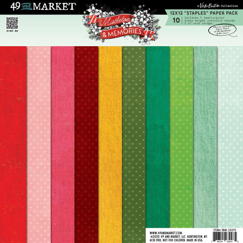49 & Market Mistletoe & Memories - 12x12 Staples Paper Pack, VBM-32475 by Vicki Bouton