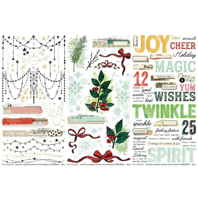 49 & Market Mistletoe & Memories - Essential Rub-On Transfers, VBM-32659 by Vicki Bouton