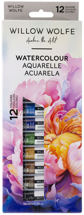 Willow Wolfe Essential Watercolor Paint Set 12ml 12/Pkg, WW-EWS1212