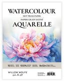Willow Wolfe Hot Press Watercolour Paper Pad 9x12, WW-HP91215