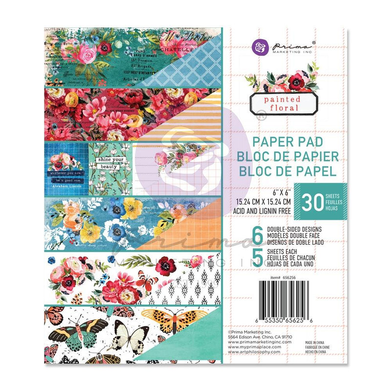 Prima Marketing Double-Sided - 6x6 Paper Pad - Painted Floral, 656256